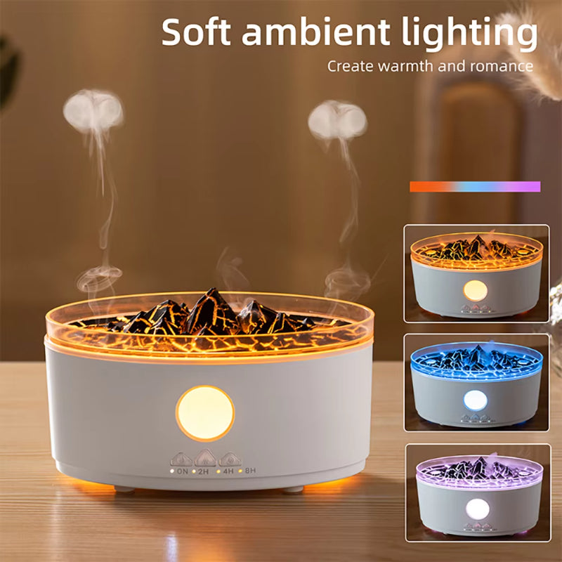 Multicolor Humidifier Aromatherapy Flame Volcano Light TimerFlame Ultrasonic Essential Oil Diffuse For Bedroom Home Yoga Office