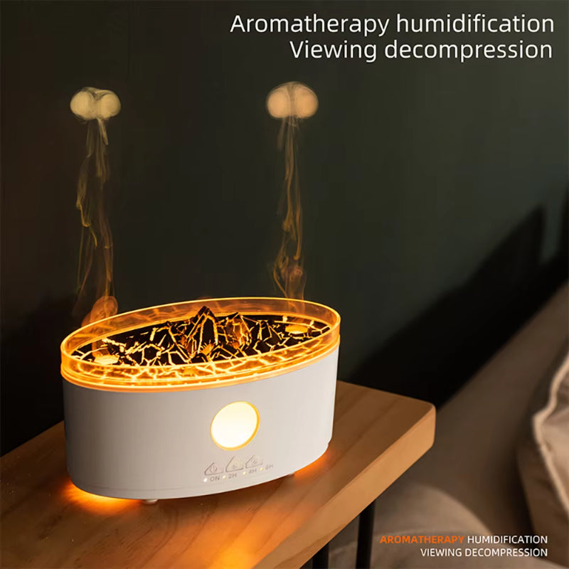 Multicolor Humidifier Aromatherapy Flame Volcano Light TimerFlame Ultrasonic Essential Oil Diffuse For Bedroom Home Yoga Office