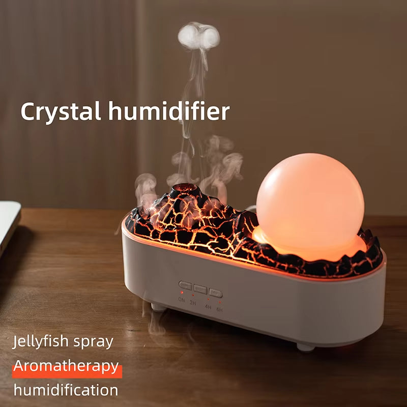 Crystal Ball Humidifier Aromatherapy Light Timer for Bedroom Home Yoga Office Flame Ultrasonic Essential Oil Diffuse