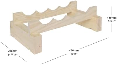 4 Bottle Wide Wine Rack Natural Pine