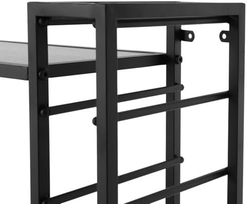 NDKASHF Wall Mounted Wine Rack - 2-Tier with Glass and Bottle Holders Black