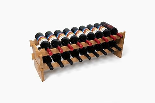 Red Bloomy Bamboo Stackable Wine Rack 72 Bottle