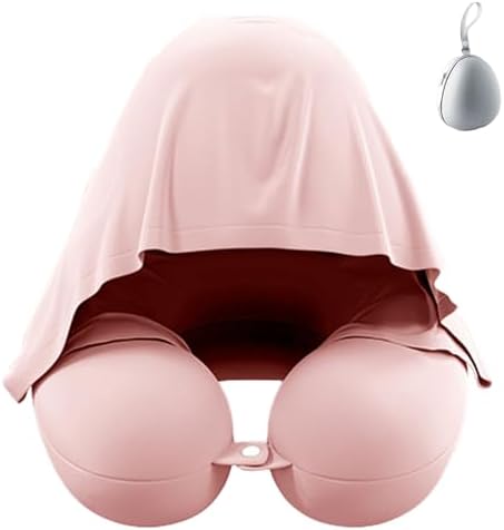 Neck Pillow with Shading Hood Breathable Fabric for Travel and Office