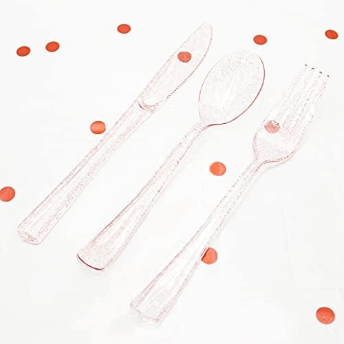 180PCS Rose Gold Glitter Cutlery Set for Valentines Day