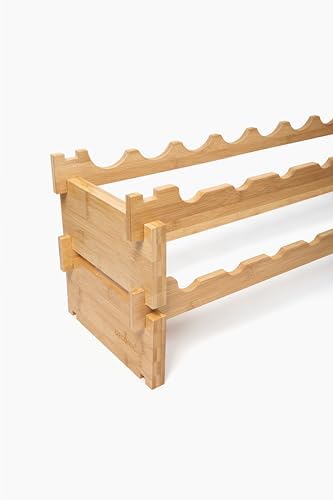 Red Bloomy Bamboo Stackable Wine Rack 72 Bottle