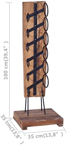 vidaXL Solid Teak Wood Wine Rack - Retro Style 6 Bottle Capacity