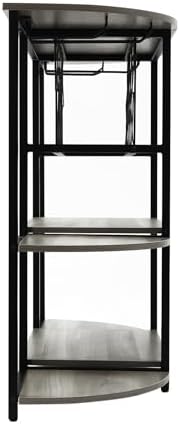 3-Tier Freestanding Wine Rack Table with Storage and Glass Holders Grey