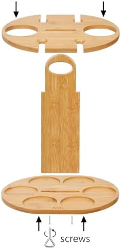 Tirrinia Bamboo Wine Rack 2 Bottles 4 Glasses