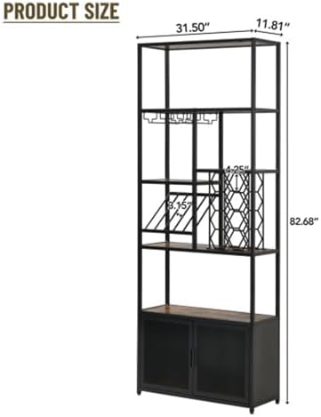 827 Inch Freestanding Wine Rack with 5 Tiers and Glass Shelf