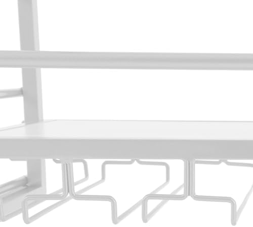 Wall Mounted Wine Rack with Glass Holders - 2-Tier White 33In