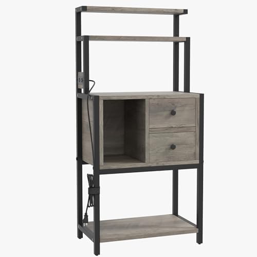 Gyabnw Tall Liquor Cabinet with 5-Tier Storage and Glass Holders