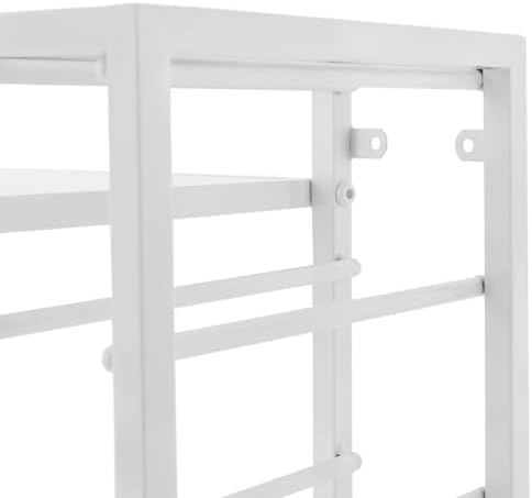 Wall Mounted Wine Rack with Glass Holders - 2-Tier White 33In