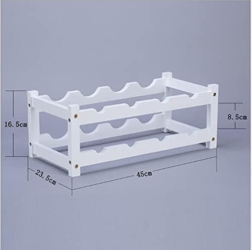 Kework Bamboo Wine Rack 8 Bottles Free Standing Storage Shelf White