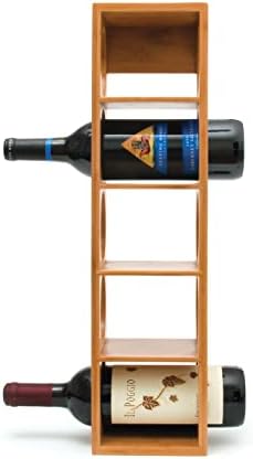 Bamboo Wood 5-Bottle Wine Rack Stackable Durable