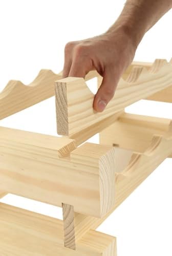 5 Bottle Wide Wine Rack Natural Pine