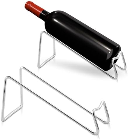 TONLEA 2 Pcs Tabletop Wine Rack Metal Wine Bottle Holder Silver