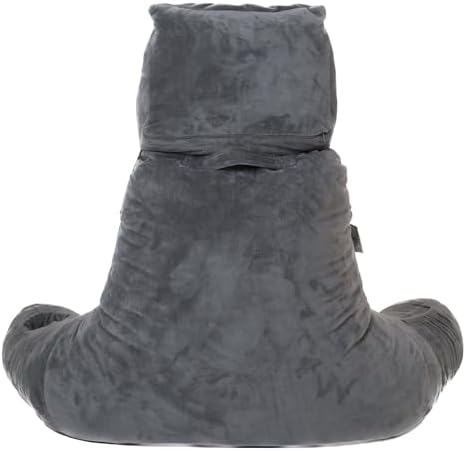 XL Memory Foam Reading Pillow with Armrests and Cup Holder - Charcoal Grey
