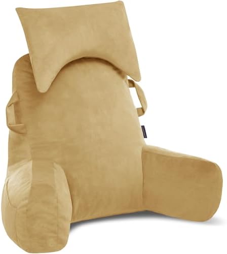 Unisakey Portable Reading Pillow with Headrest and Pockets