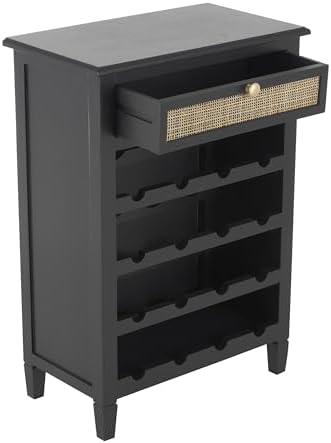Deco 79 12-Bottle Freestanding Wine Rack with Drawer Black