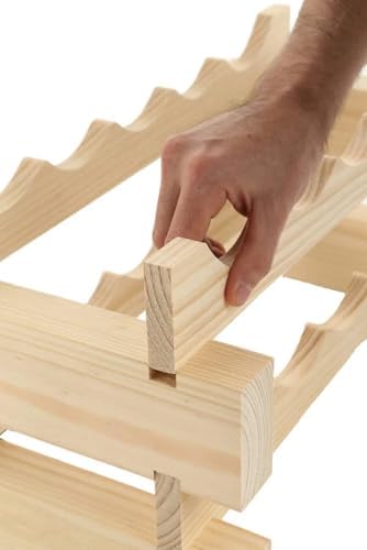 5 Bottle Wide Wine Rack Natural Pine