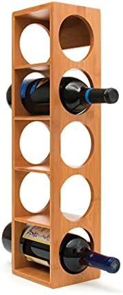 Bamboo Wood 5-Bottle Wine Rack Stackable Durable