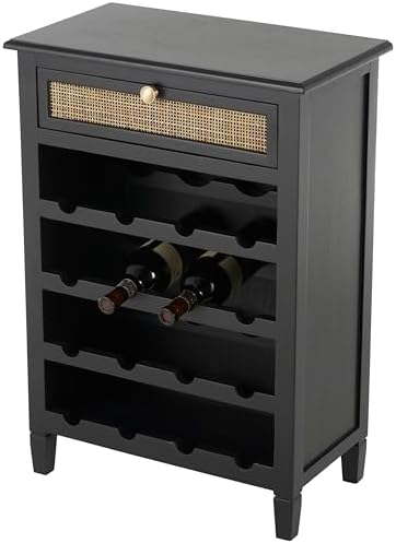 Deco 79 12-Bottle Freestanding Wine Rack with Drawer Black