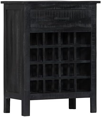 WEHUOSIF Black Wooden Wine Rack 16 Bottles
