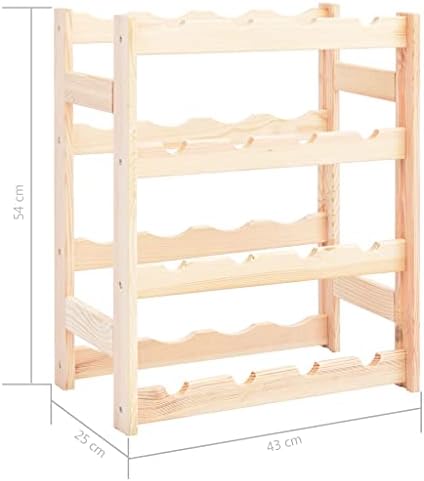 vidaXL Solid Pine Wood Wine Rack for 16 Bottles