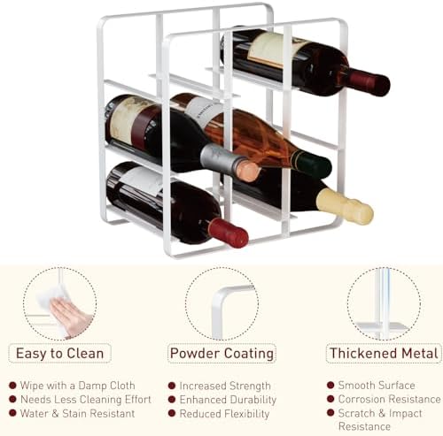Buruis 9-Bottle Metal Wine Rack Freestanding No Assembly Required White