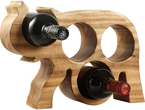 WAYUTO 4-Bottle Wooden Elephant Wine Rack Organizer Stand