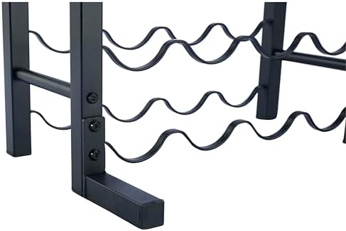 Dntum Wine Rack with Corkscrew - Black Steel 32 Bottles 1