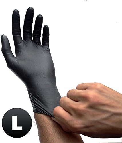 Gloves Legend Black Latex Powder Free Disposable Gloves - Large Size 100Box