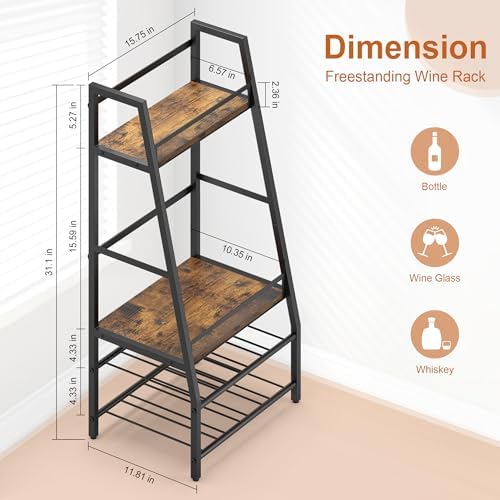 LOTEYIKE 4-Tier Freestanding Wine Rack Floor
