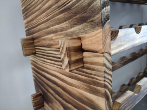 LoongZDD Carbonized Pine Wood Wine Rack - 2 Tier 16 Bottle Capacity Freestanding