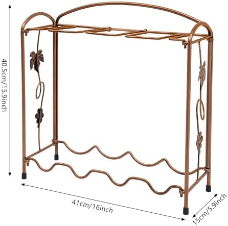 CURIEUYU 4-Bottle 8-Cup Tabletop Wine Rack Bronze