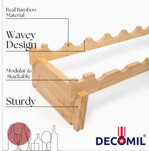 DECOMIL 9 Bottle Wine Rack - Sturdy Modular Stackable