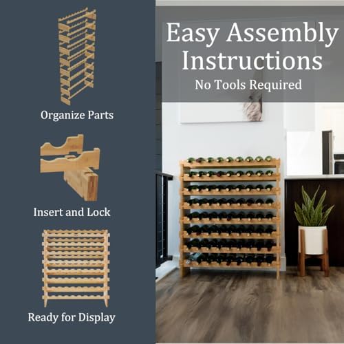 Wine Stack 72 Bottle Bamboo Freestanding Wine Rack