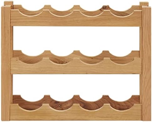 vidaXL Solid Oak Wood Wine Rack for 12 Bottles 1