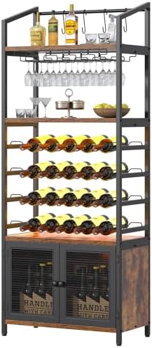 CBBPET 4-Tier Freestanding Wine Cabinet with LED Light