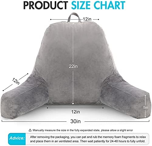 Reading Pillow with Velvet Cover and Memory Foam Support