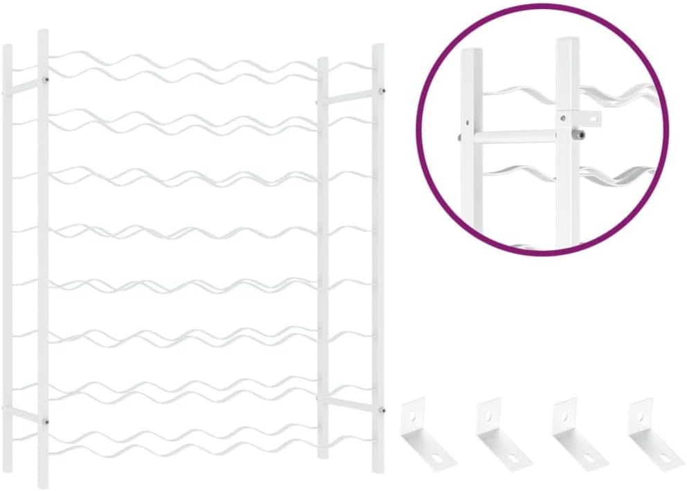 vidaXL Wine Rack - 48 Bottle Holder White Metal