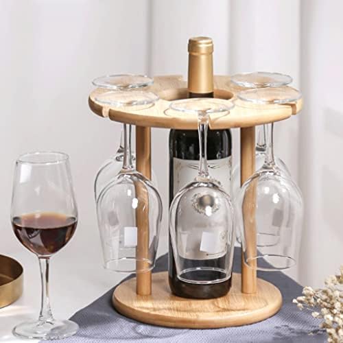 Vertical Bamboo Wine Rack with Goblet Storage
