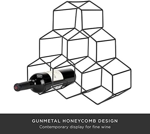 Viski Geo Countertop Wine Rack - 6 Bottle Capacity Gunmetal Black