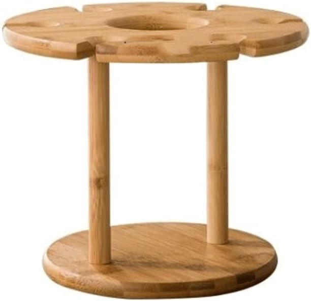 Vertical Bamboo Wine Rack with Goblet Storage