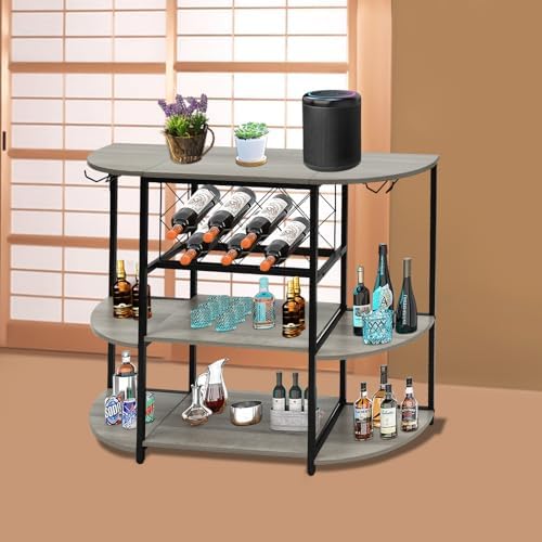 DYRABREST 3 Tier Wine Rack Table with Glass Holder