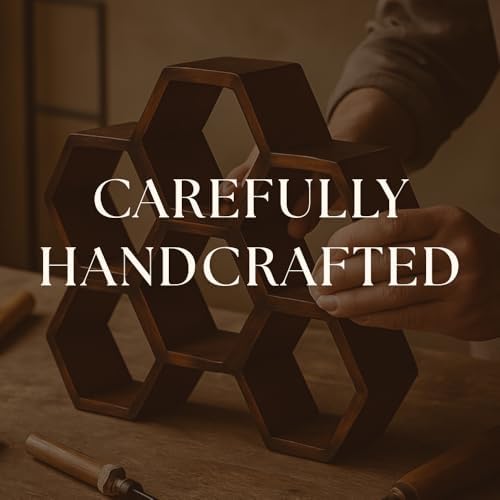 Handcrafted Acacia Wood Wine Rack with Honeycomb Design 1