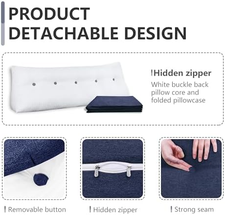 Wedge Pillow for Bed Reading and Back Support Blue Twin