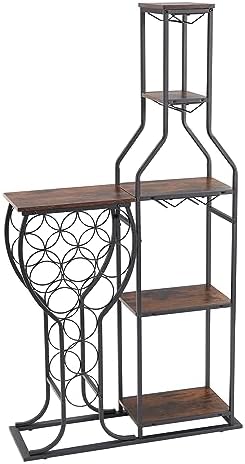 Mdhitsox 5 Tier Freestanding Wine Rack with Glass Holder