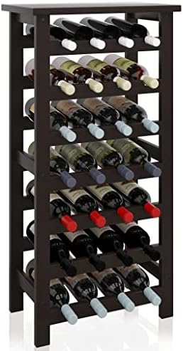 SMIBUY Bamboo Wine Rack 28 Bottles 7-Tier