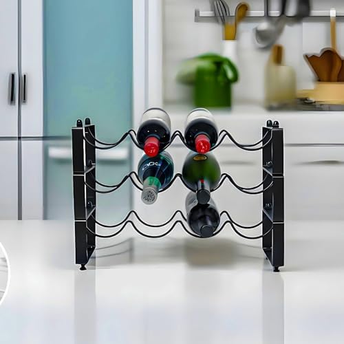 GREATLINK 3-Tier Wine Rack Black Freestanding